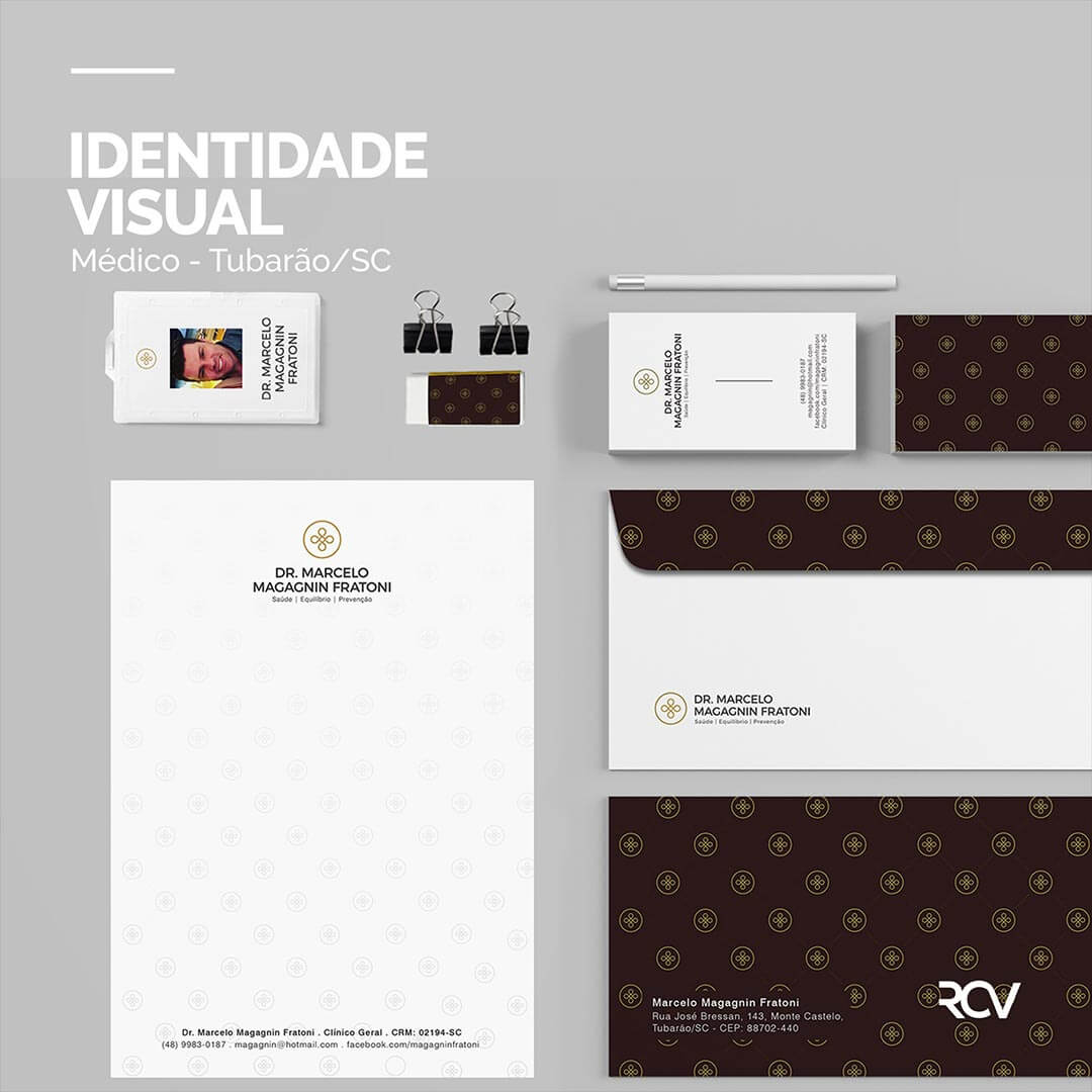 Materiais de papelaria, cartões de visita, receituário para medico